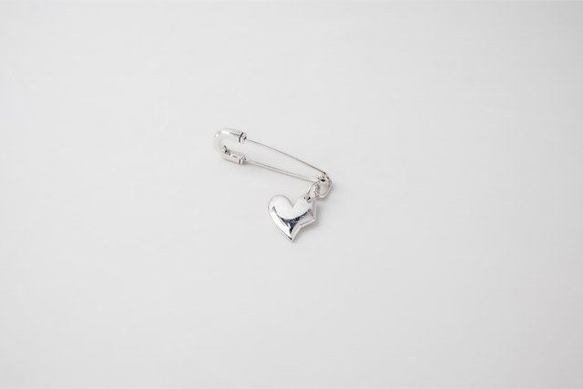 STRUGA Pin + Small Solid Heart Silver Earrings - deconstructed sterling silver earrings handcrafted Bali