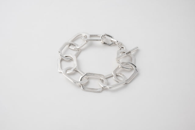 STRUGA STRUGA Medium Blade Link Silver Bracelet with Toggle - edgy sterling silver bracelet handcrafted Bali - view 3