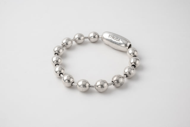 STRUGA STRUGA Silver Beaded Bracelet with Capsule Lock - dark minimalist silver beaded bracelet handcrafted Bali