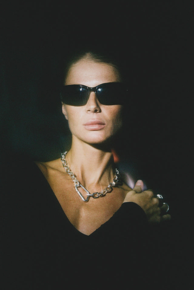 STRUGA Blade Link Choker Necklace with Carabiner - edgy sterling silver necklace handcrafted Bali - view 2