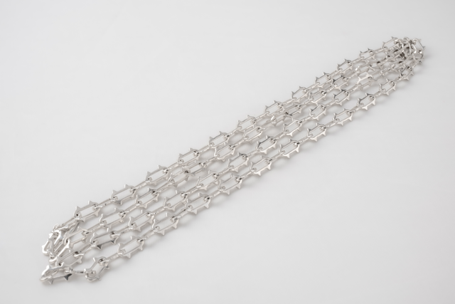 STRUGA Thorn Link Silver Chain Necklace - edgy sterling silver necklace handcrafted Bali - view 4