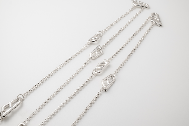 STRUGA Long Signature Link Silver Chain - signature sterling silver necklace handcrafted Bali - view 3