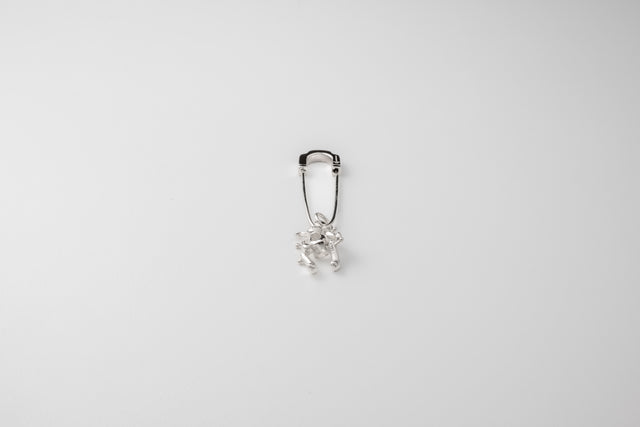 STRUGA Pin + Bear Rabbit Silver Earrings - deconstructed sterling silver earrings handcrafted Bali - view 6