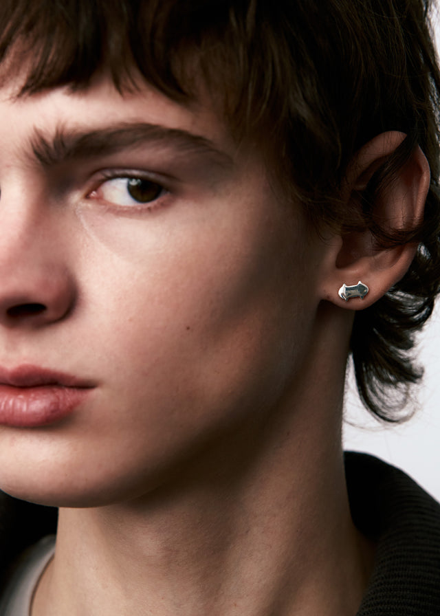 STRUGA Thorn Stud Silver Earrings - edgy sterling silver earrings handcrafted Bali - view 2