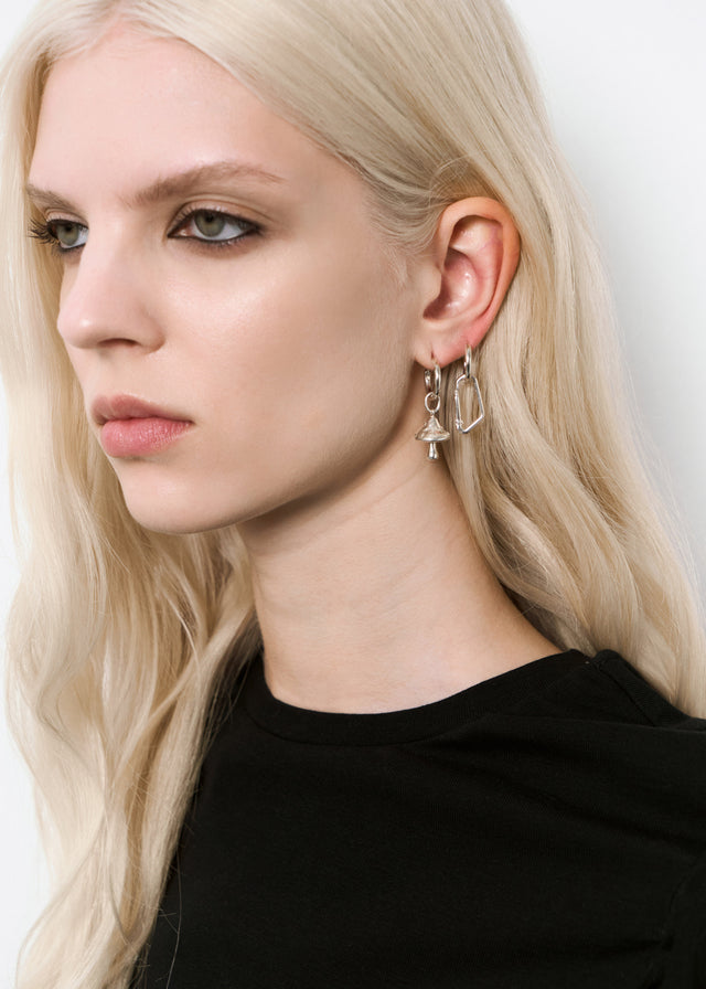 STRUGA Classic + Signature Mushroom Silver Earrings - deconstructed sterling silver earrings handcrafted Bali - view 4