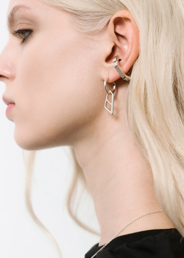 STRUGA Classic + Signature Link Medium Silver Earrings - deconstructed sterling silver earrings handcrafted Bali - view 2