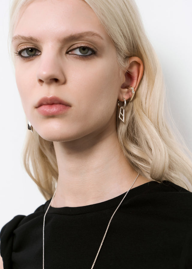 STRUGA Classic + Signature Link Medium Silver Earrings - deconstructed sterling silver earrings handcrafted Bali - view 4