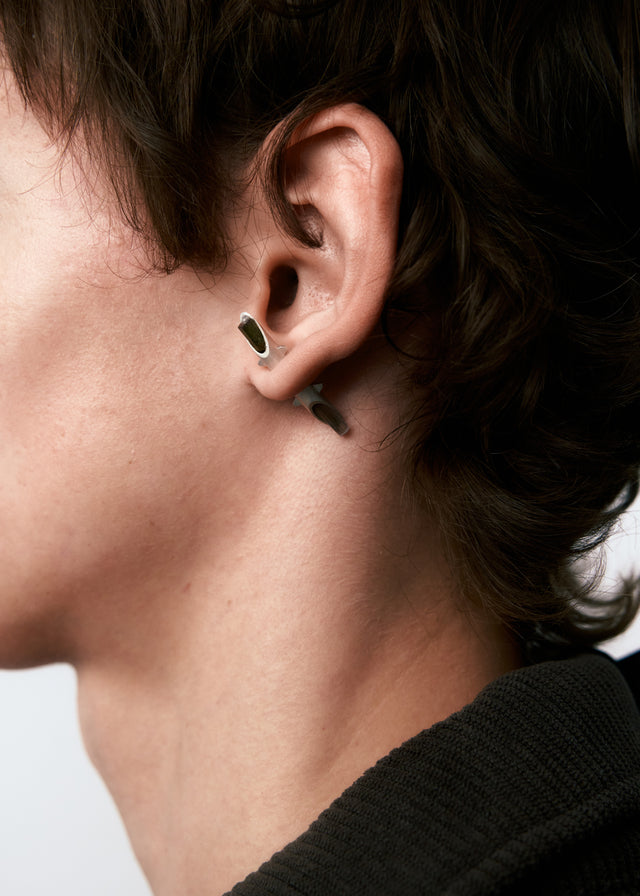 STRUGA Earring Double Thorn (L) #3 - edgy sterling silver earrings handcrafted Bali - view 2