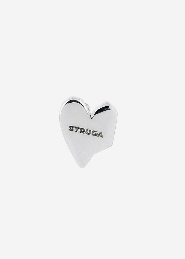 STRUGA Signature Heart Stud Silver Earrings - signature sterling silver earrings handcrafted Bali - view 3