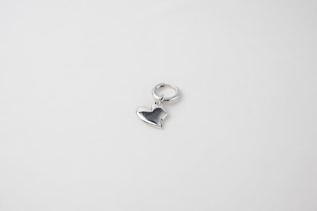 STRUGA Classic + Small Solid Heart Silver Earrings - deconstructed sterling silver earrings handcrafted Bali - view 3