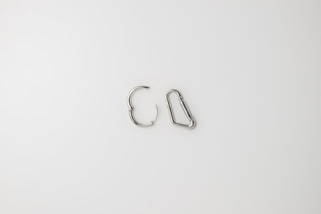 STRUGA Classic + Small Carabiner #2 Silver Earrings - deconstructed sterling silver earrings handcrafted Bali - view 5