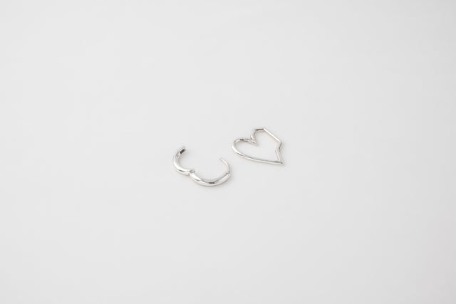 STRUGA Classic + Small Wired Heart Silver Earrings - deconstructed sterling silver earrings handcrafted Bali - view 5