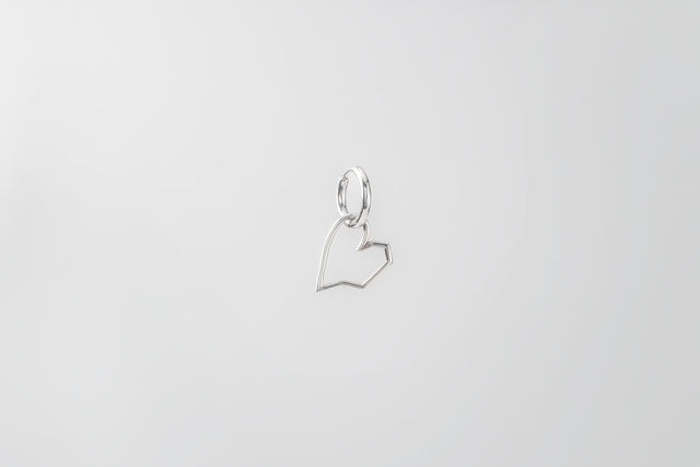 STRUGA Classic + Small Wired Heart Silver Earrings - deconstructed sterling silver earrings handcrafted Bali - view 4