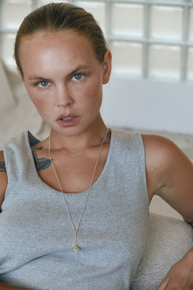 STRUGA Signature Mushroom Silver Necklace - signature sterling silver necklace handcrafted Bali - view 2