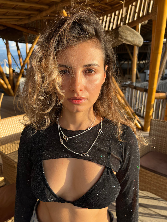 STRUGA Long Signature Link Silver Chain - signature sterling silver necklace handcrafted Bali - view 2