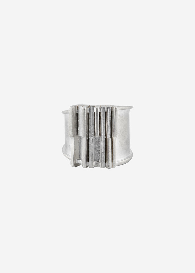 STRUGA Brutalism V.2 Cuff (L) - brutalist sterling silver cuff bracelet handcrafted Bali - view 3