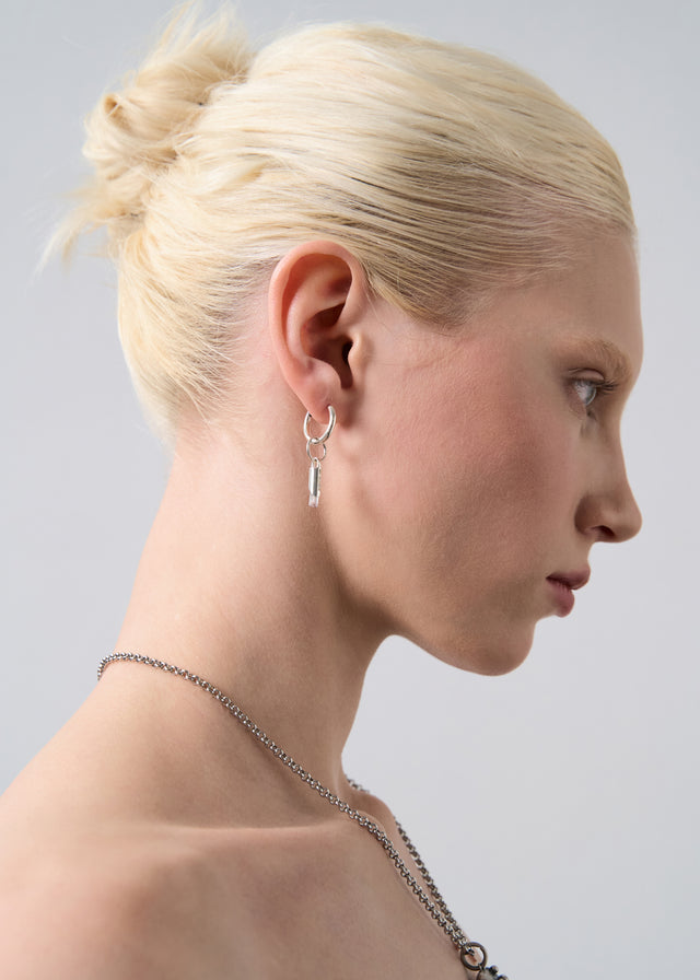 STRUGA Classic + Medium Brutalism Frame with Aquamarine #17 Silver Earrings - sterling silver earrings Bali - view 2