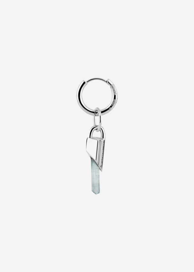 STRUGA Classic + Medium Brutalism Frame with Aquamarine #17 Silver Earrings - sterling silver earrings Bali - view 5