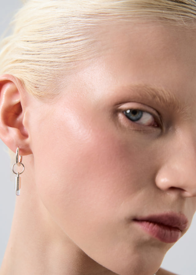 STRUGA Classic + Medium Brutalism Frame with Aquamarine #17 Silver Earrings - sterling silver earrings Bali - view 4