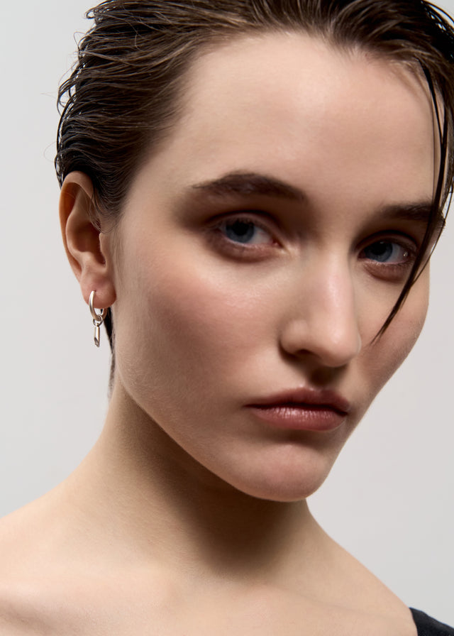 STRUGA Classic + Small Cylinder Frame with Grey Tourmaline #15 Silver Earrings - sterling silver earrings Bali - view 4