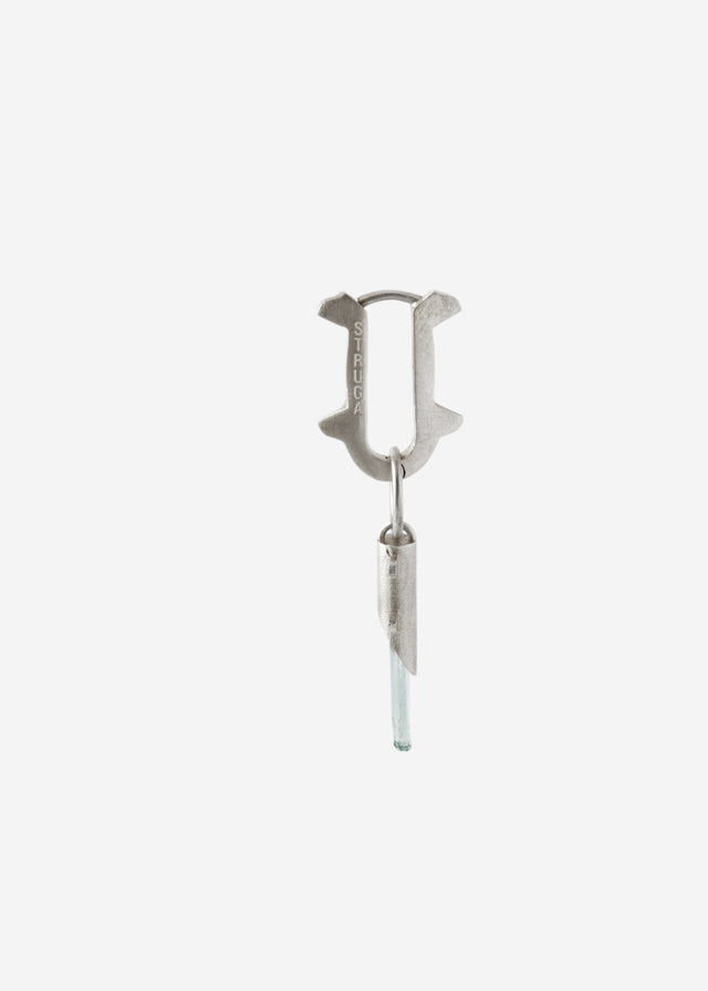 STRUGA Thorn + Small Thorn Frame with Aquamarine #12 Silver Earrings - edgy sterling silver earrings handcrafted Bali