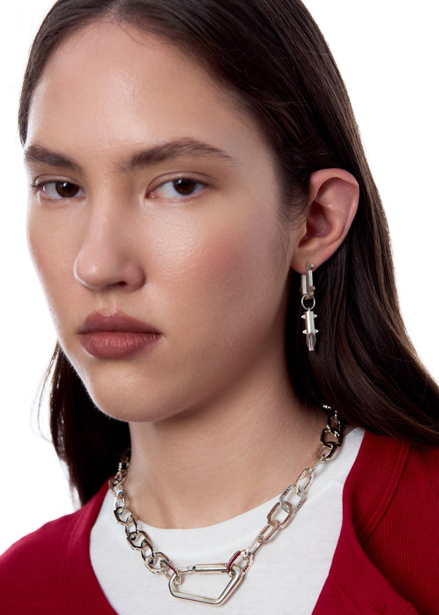 STRUGA Thorn + Medium Thorn Frame with Purple Tourmaline #13 Silver Earrings - edgy sterling silver earrings handcrafted B...