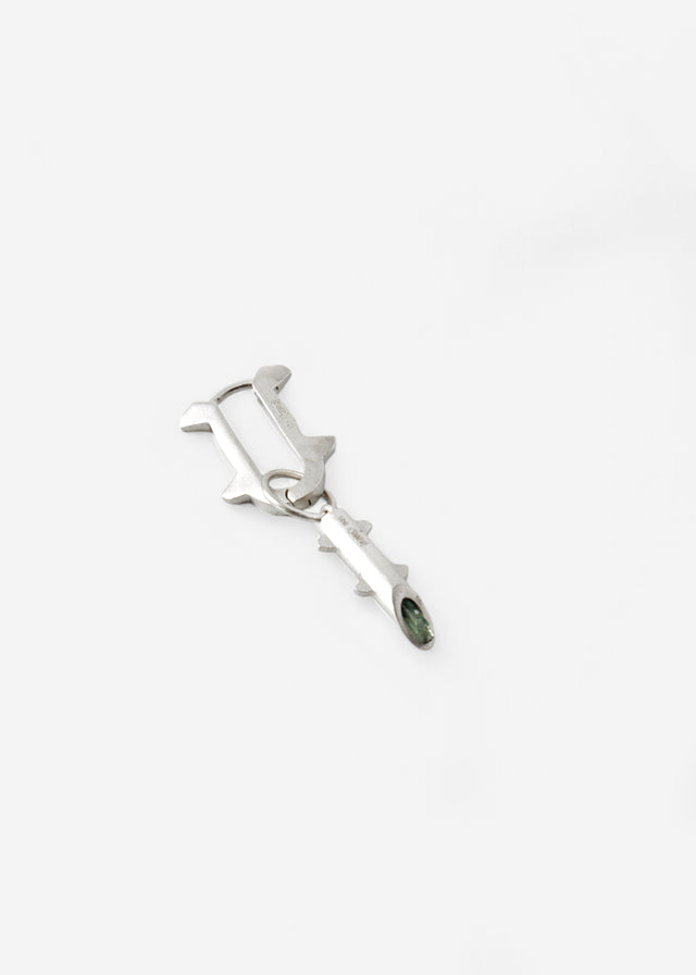 STRUGA Thorn + Medium Thorn Frame with Green Tourmaline #6 Silver Earrings - edgy sterling silver earrings handcrafted Bal...