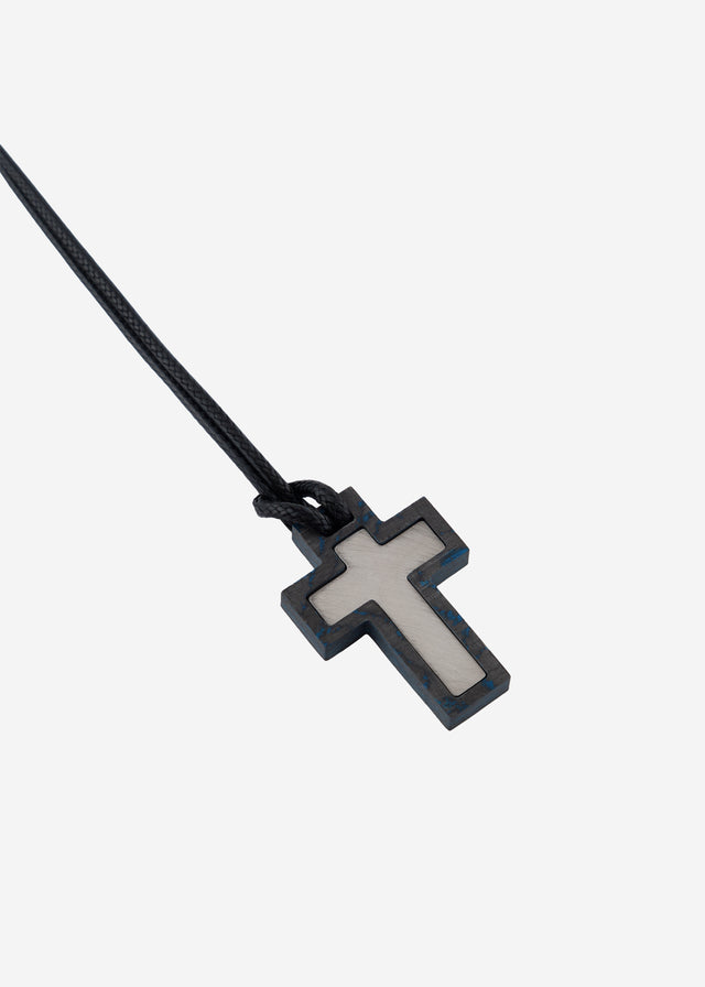 STRUGA Cross V.4 Arctic Silver Necklace - dark fashion sterling silver necklace handcrafted Bali - view 3