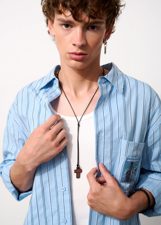 STRUGA Cross V.4 Bloody Silver Necklace - dark fashion sterling silver necklace handcrafted Bali - view 4