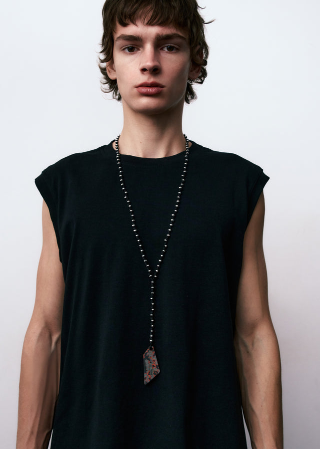 STRUGA Asymmetric Bloody Fused with Meteorite Semchan Necklace - dark fashion sterling silver necklace handcrafted Bali - ...