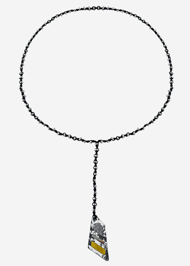 STRUGA Asymmetric Winter Fused with Meteorite Semchan Necklace - deconstructed sterling silver necklace handcrafted Bali -...