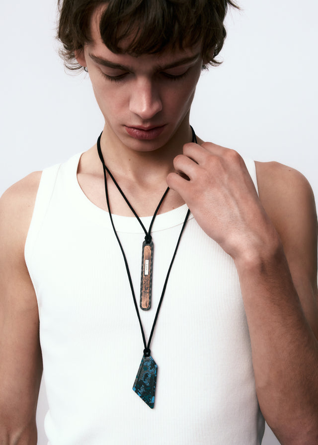 STRUGA Big Line Aged Silver Necklace - oxidized sterling silver necklace handcrafted Bali - view 4