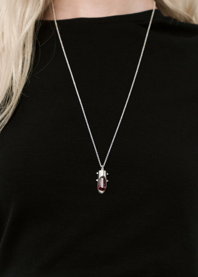 STRUGA Thorn Amulet #2 Silver Necklace - edgy sterling silver necklace handcrafted Bali - view 4