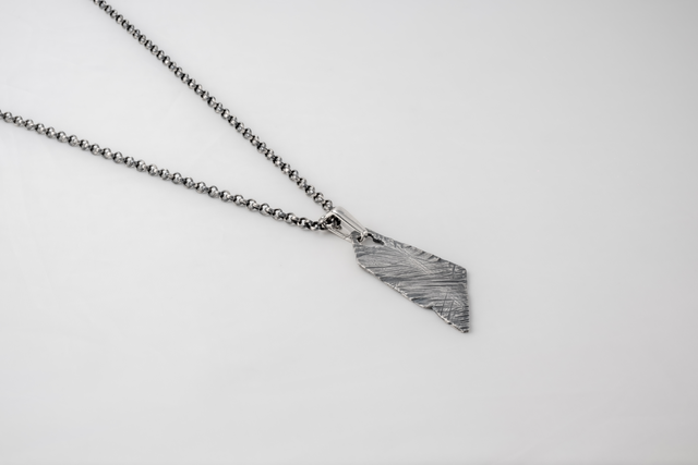 STRUGA Asymmetric Destroyed Silver Necklace - deconstructed sterling silver necklace handcrafted Bali - view 4