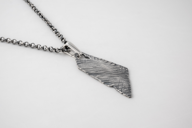 STRUGA Asymmetric Destroyed Silver Necklace - deconstructed sterling silver necklace handcrafted Bali - view 3