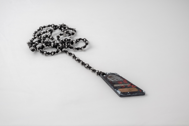 STRUGA Asymmetric Bloody Fused with Meteorite Semchan Necklace - dark fashion sterling silver necklace handcrafted Bali - ...