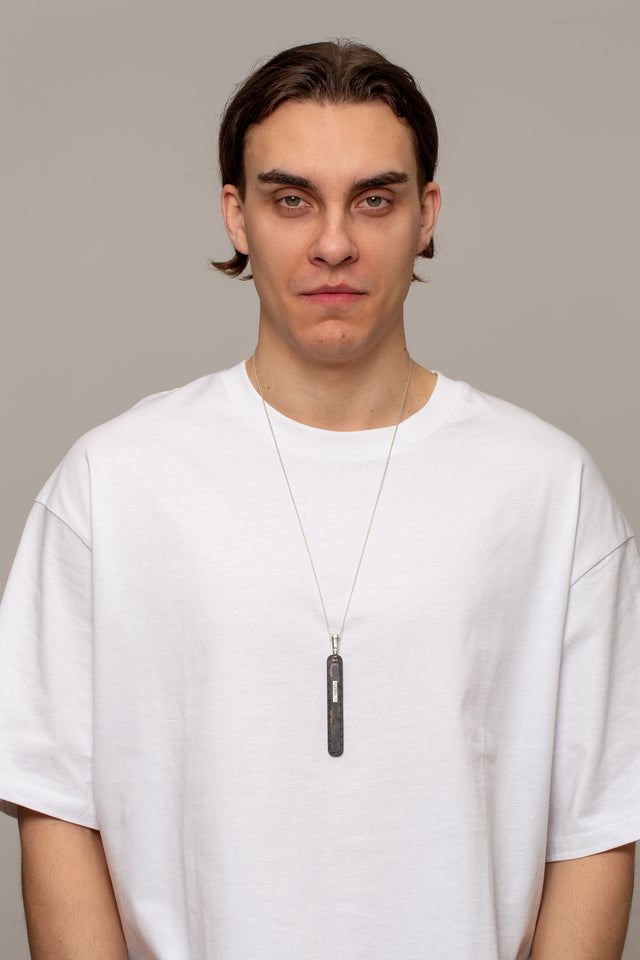 STRUGA Big Line Classic Silver Necklace - minimalist sterling silver necklace handcrafted Bali - view 2