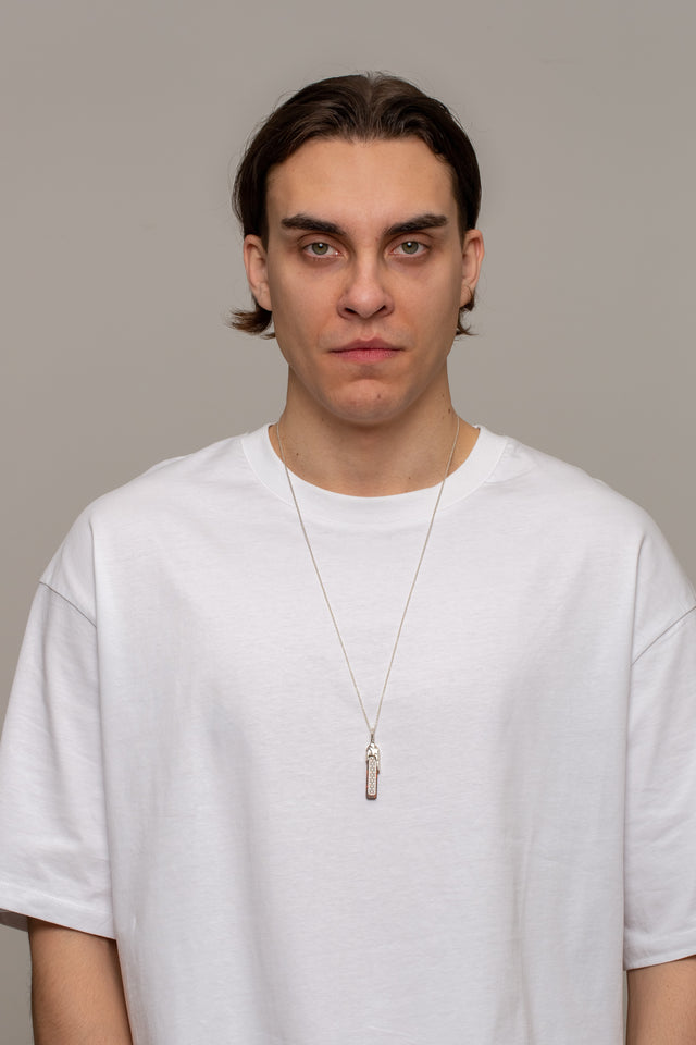 STRUGA Fused Mini Line Bloody Silver Necklace - dark fashion sterling silver necklace handcrafted Bali - view 2