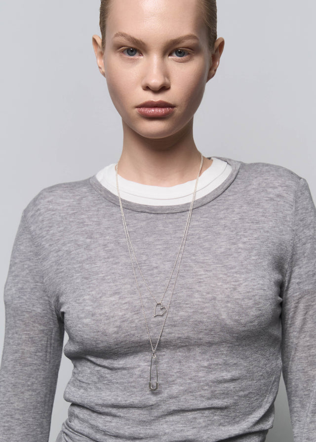 STRUGA Pin Silver Necklace - industrial sterling silver necklace handcrafted Bali - view 2