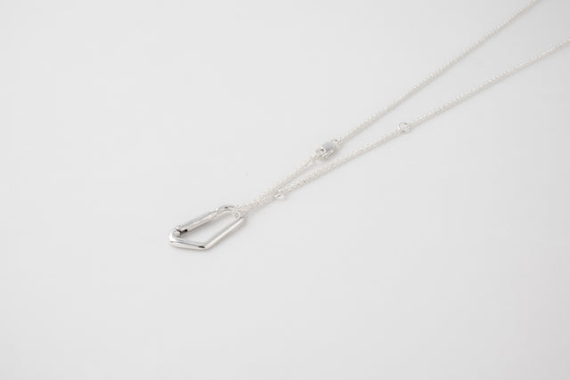STRUGA Small Carabiner #2 Silver Necklace - industrial sterling silver necklace handcrafted Bali - view 3