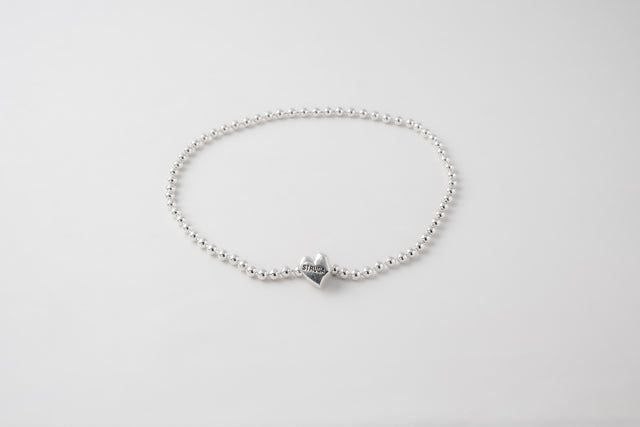 STRUGA Small Beads with Heart Lock Silver Choker - signature silver beaded choker necklace handcrafted Bali - view 3