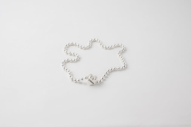 STRUGA Small Beads with Heart Lock Silver Choker - signature silver beaded choker necklace handcrafted Bali