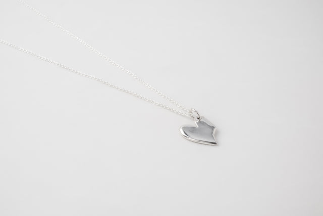 STRUGA Small Solid Heart Silver Necklace - signature sterling silver necklace handcrafted Bali - view 4