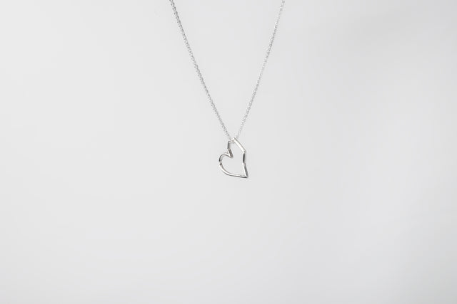STRUGA Small Wire Heart Silver Necklace - signature sterling silver necklace handcrafted Bali - view 3