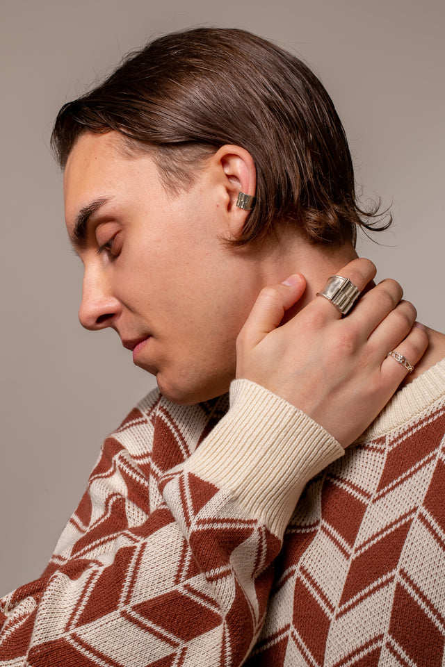 STRUGA Brutalism V.1 Silver Ring - brutalist sterling silver ring handcrafted Bali - view 8