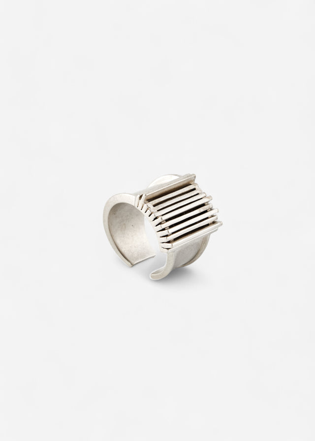 STRUGA Brutalism V.1 Cuff (L) - brutalist sterling silver cuff bracelet handcrafted Bali