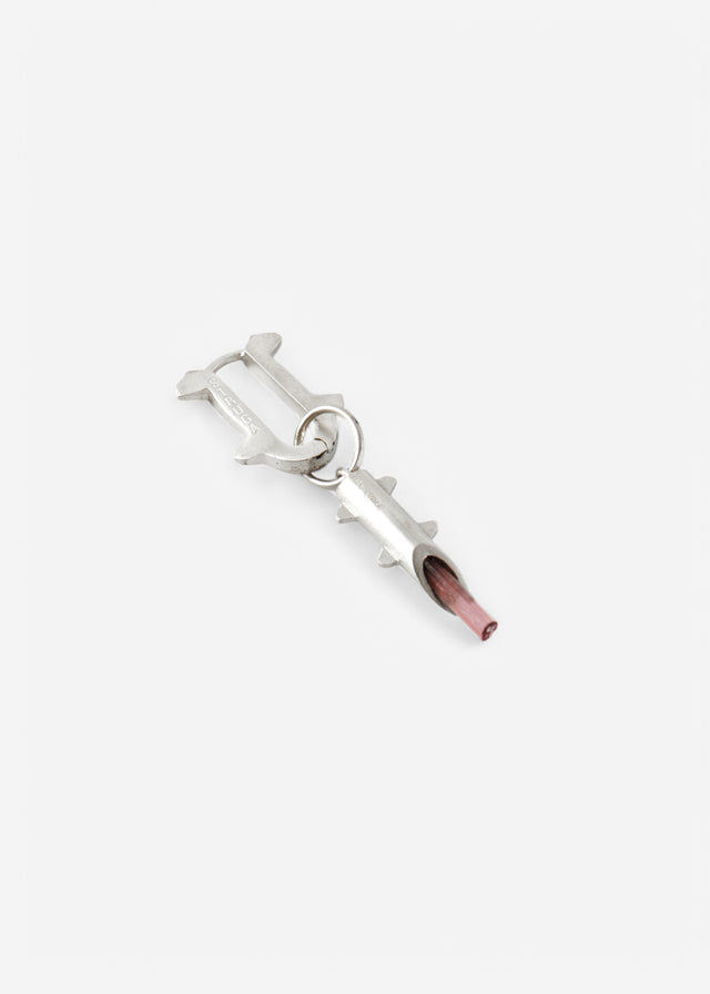 STRUGA Thorn + Medium Thorn Frame with Pink Tourmaline #5 Silver Earrings - edgy sterling silver earrings handcrafted Bali