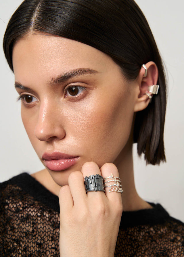 STRUGA STRUGA Brutalism V.3 Silver Ring - brutalist sterling silver ring handcrafted Bali - view 2