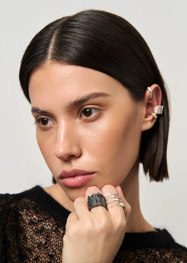 STRUGA STRUGA Brutalism V.3 Silver Ring - brutalist sterling silver ring handcrafted Bali - view 5