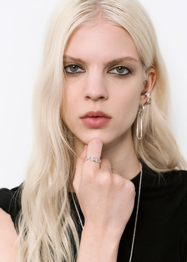 STRUGA Signature Link Silver Ring V.1 - minimalist sterling silver ring handcrafted Bali - view 4